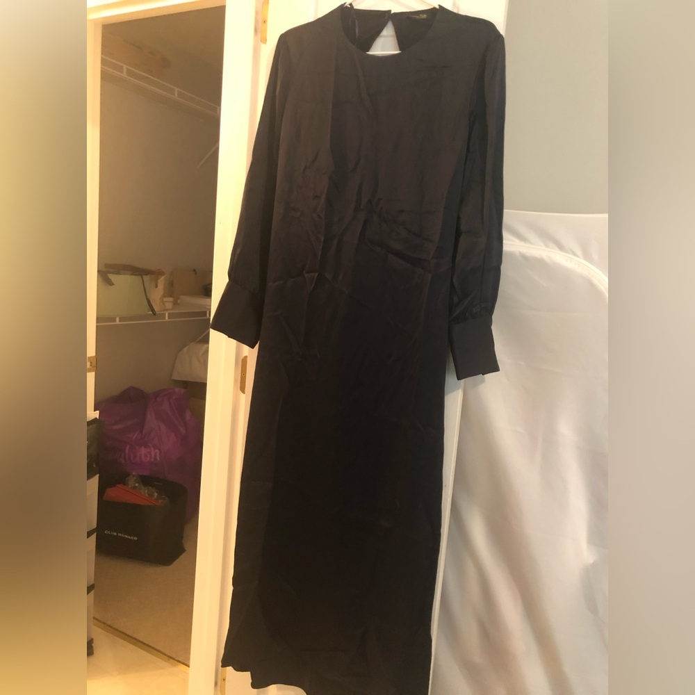 Massimo Dutti Navy Long Sleeve Dress